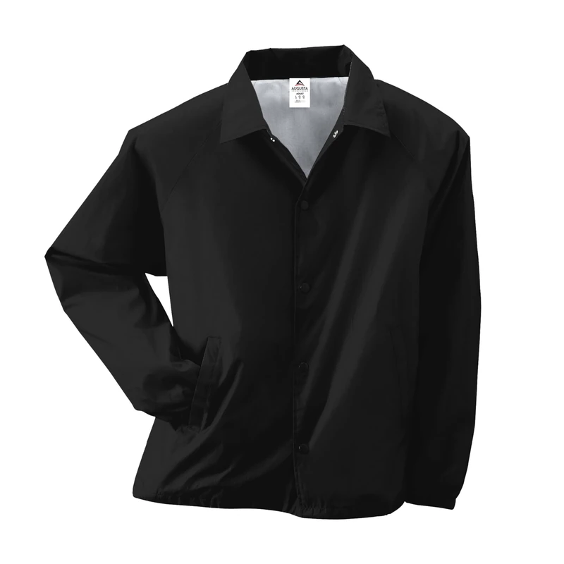 Augusta Sportswear Men's Nylon Coach's Jacket/Lined, Black, XXL