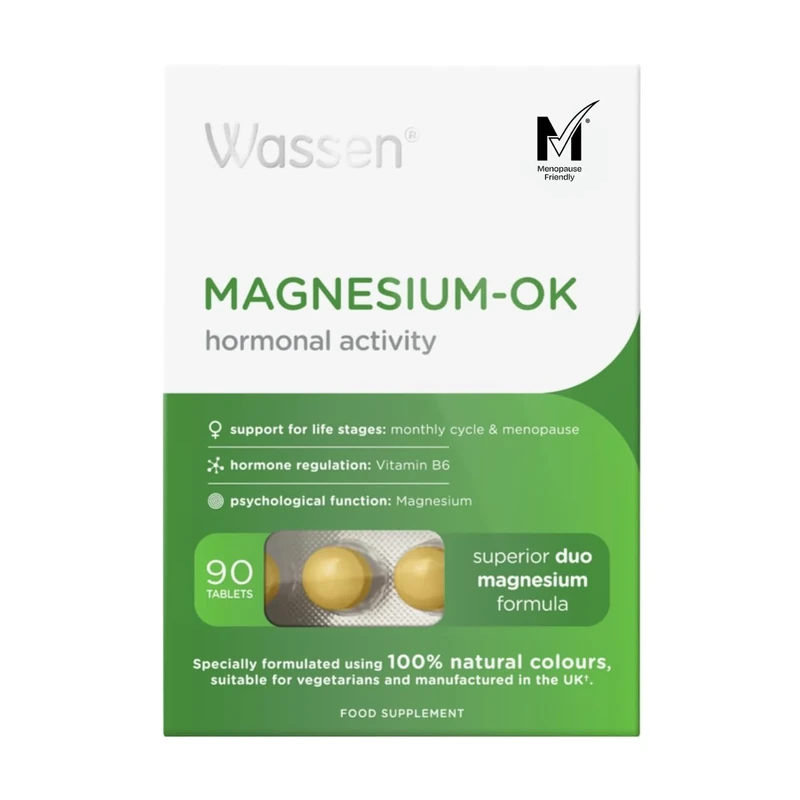 Wassen Magnesium OK - 90 Magnesium Tablets | Daily Supplements for Women | Hormone Balance PMS Supplements | 3 Month Supply