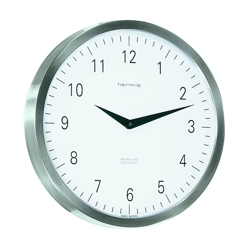 Hermle Uhrenmanufaktur Wall Clock, Stainless Steel, Silver, Diameter 30 cm x 5 cm