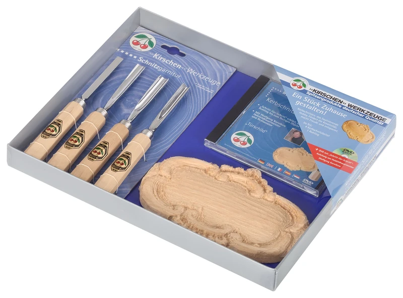 Kirschen 3435000 "Door Plate" Carving Tool Set with DVD, Beige/Silver, 6-Piece - Image 1