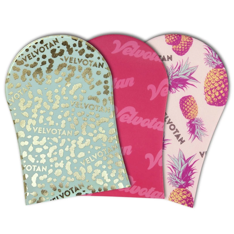 VELVOTAN Original Tanning Mitt - Self Tan Mitt for Streak-Free Finish & Stain-Free Hands, Washable & Reusable, Use with Any Fake Tan. Assorted Colours - One of Three Designs Sent at Random