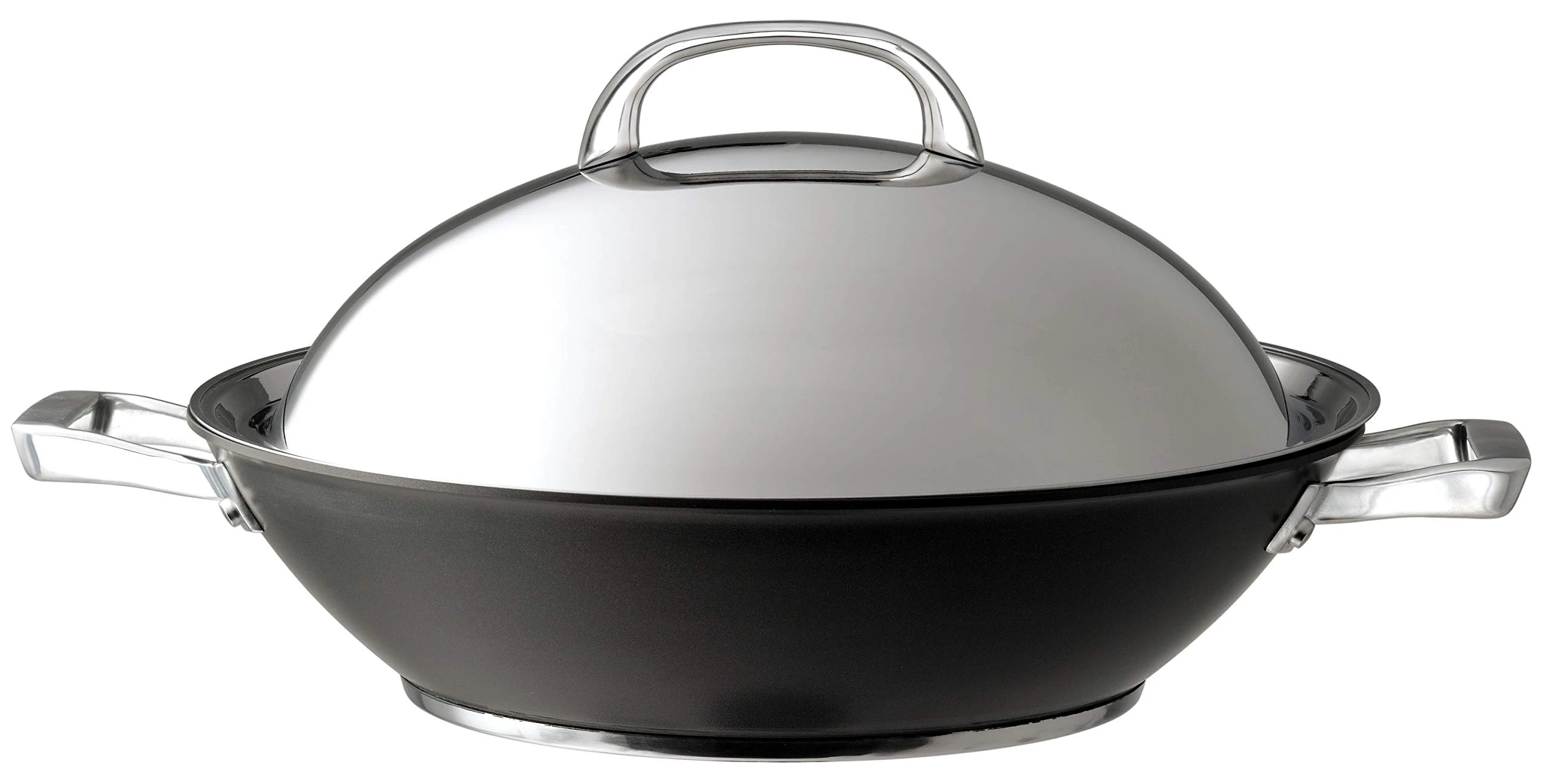 Circulon Infinite Induction Wok Non Stick 36cm - Large Wok with Stainless Steel Lid, Base & Handles, Premium Dishwasher Safe, Heavy Gauge Hard Anodised Cookware, Black