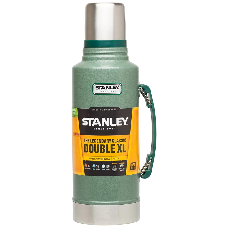 STANLEY Classic Legendary Thermal Flask 1.9L - Keeps 32 Hours Hot Or Cold - Stainless Steel Insulated Bottle - BPA-Free - Dishwasher Safe - Leakproof Lid Serves As A Cup - Hammertone Green