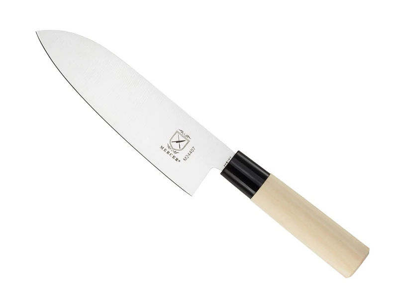 Mercer Culinary Asian Collection Knives 7-inch Santoku Knife Wooden Handle - Image 1