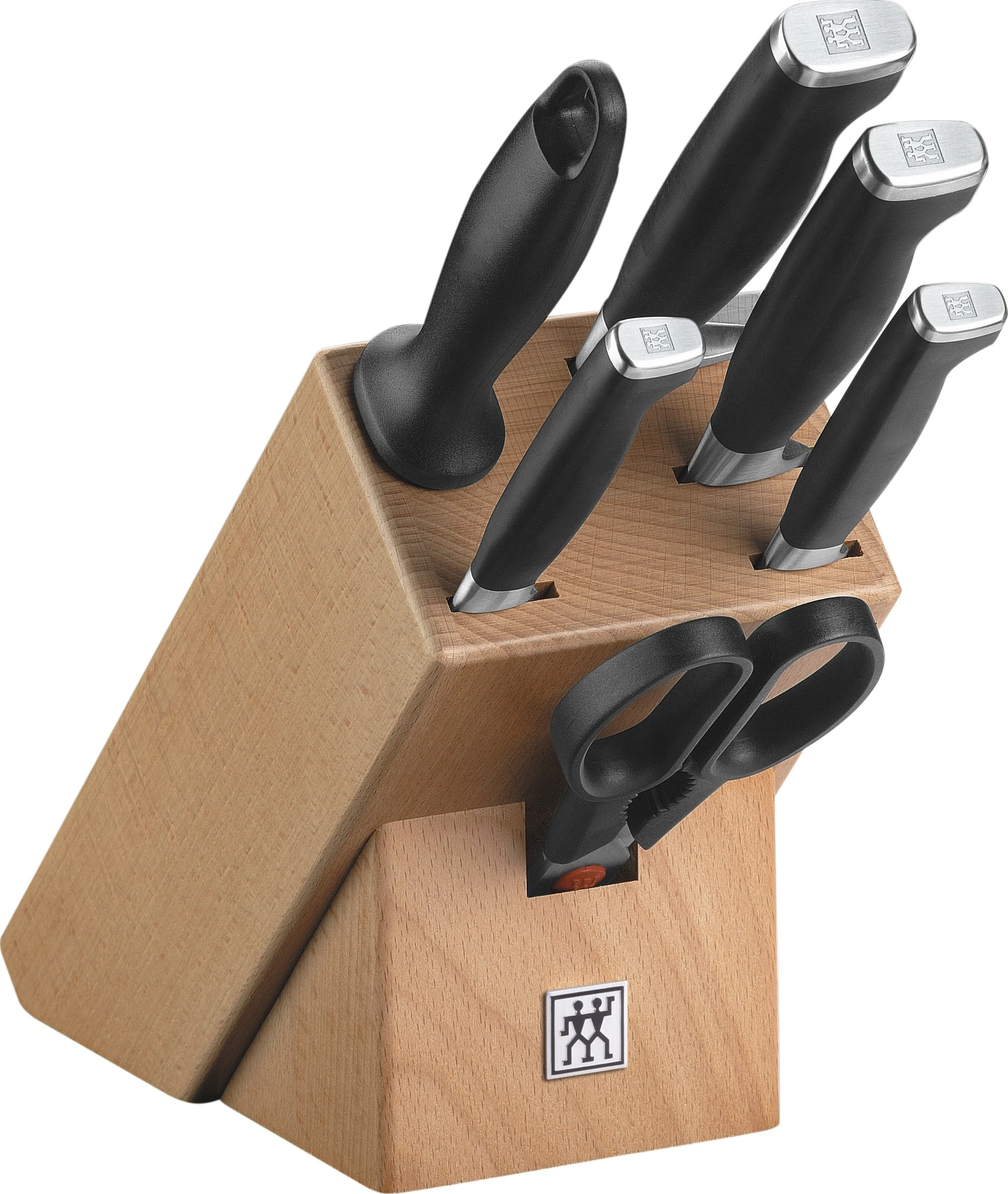 ZWILLING Knife Block, 7 pcs., Wooden block, Knives made of special stainless steel, Plastic handle, Twin Four Star II
