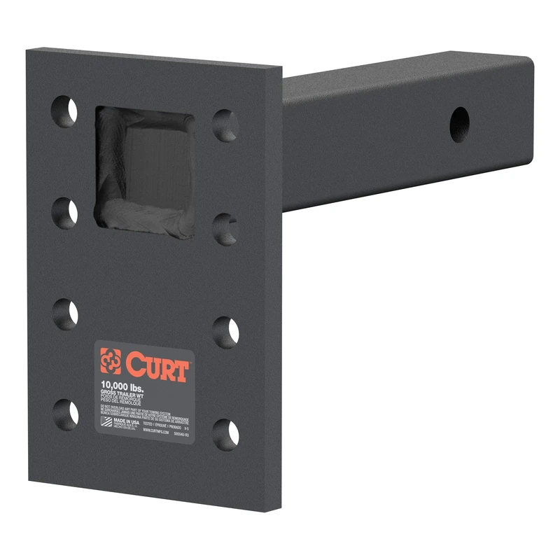 CURT 48324 Adjustable Pintle Mount for 2-Inch Hitch Receiver, 10,000 lbs, 6-1/2-Inch Drop, 8-Inch Length