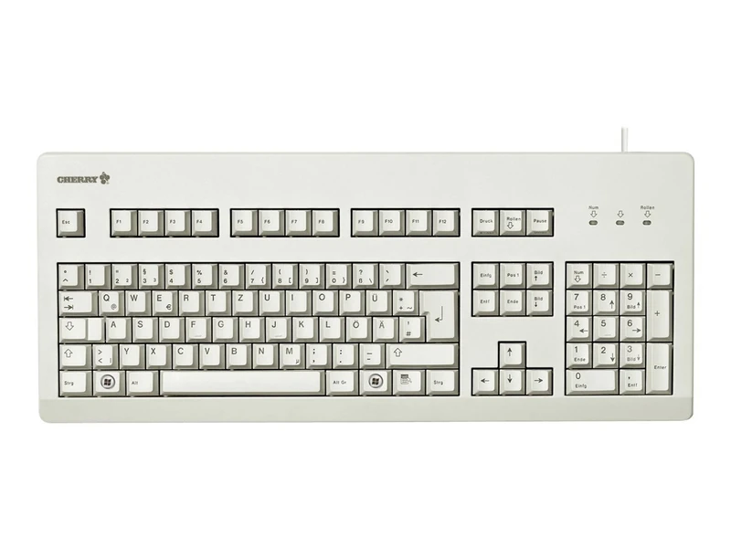 CHERRY G80-3000, Wired Mechanical Keyboard, UK Layout (QWERTY), USB-Connection, Robust, Programmable Keys, MX BLACK Switches, Light Grey