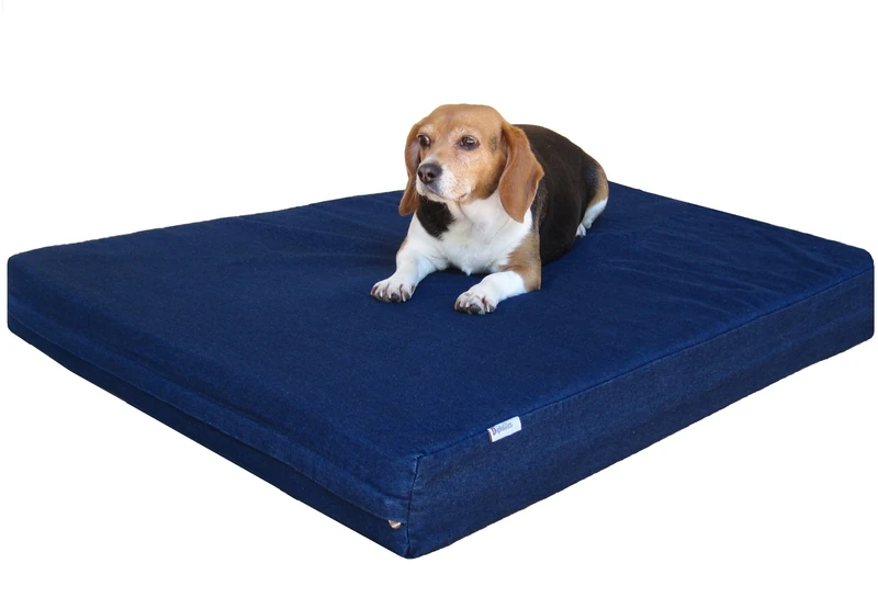 dogbed4less Premium Orthopedic Memory Foam Dog Bed for Medium Large Dogs, Washable Durable Denim Cover, Waterproof and Extra External Pet Bed Case 37"X27"X4"
