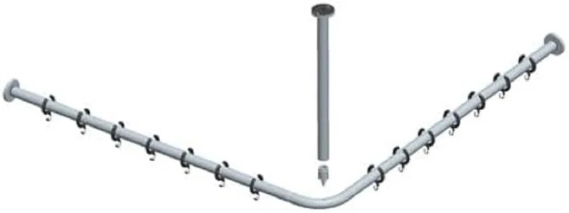 Keuco Plan 14937070900 Shower Curtain Rod Set Stainless Steel/Black-Grey