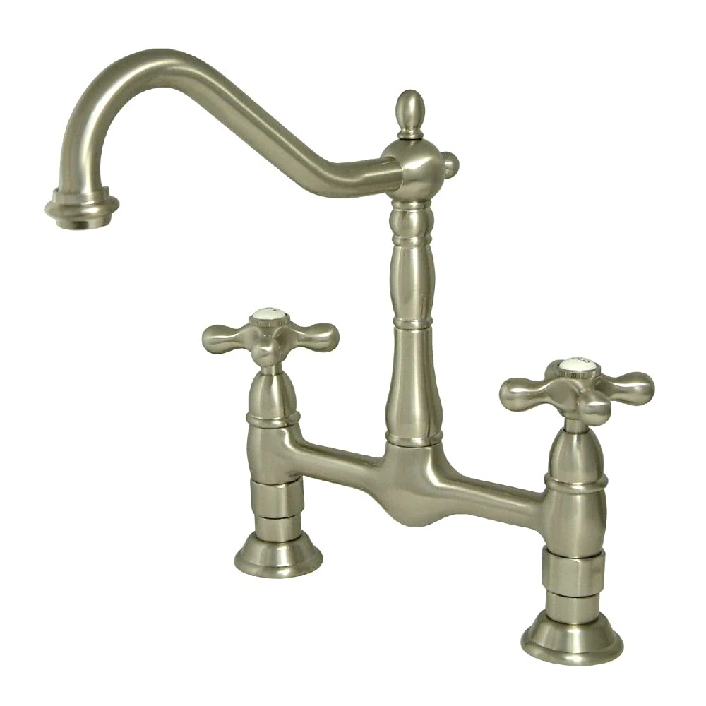 Kingston Brass KS1178AX Heritage 8-Inch Kitchen Faucet Without Sprayer, Satin Nickel