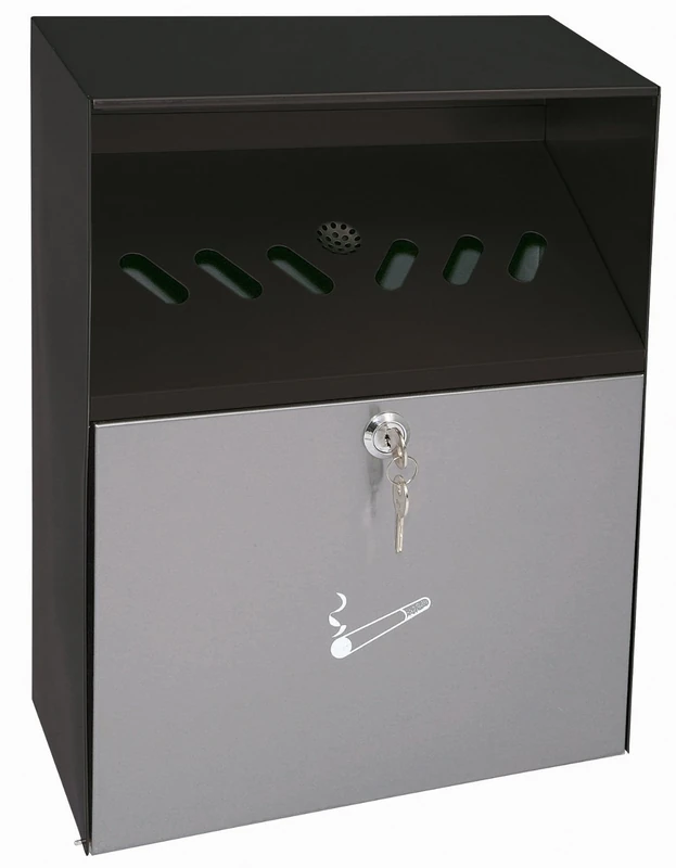 WEDO Weather protection roof, wall ashtray, stainless steel, black/grey, 28 x 14 x 37.3 cm