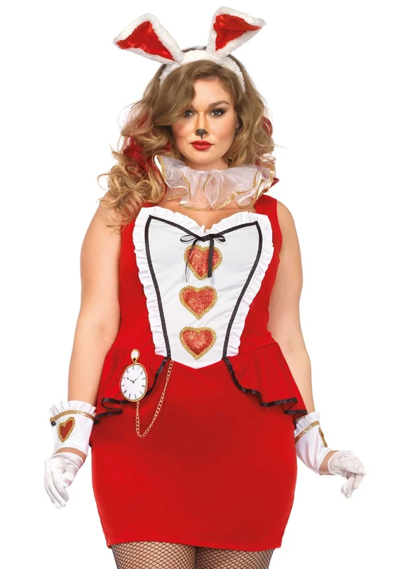 Leg Avenue Tea Party Bunny Costume (Size 1X - 2X, Red/White)