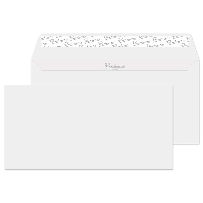 Blake Premium Business DL 110 x 220 mm 120 gsm Peel and Seal Wallet Envelopes (36882) Diamond White Smooth - Pack of 500