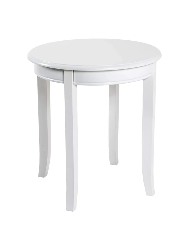 HAKU Möbel End Table White, Solid Wood, Mdf - Size: H 51 cm X Ø 48 cm, Style: Coastal Furniture