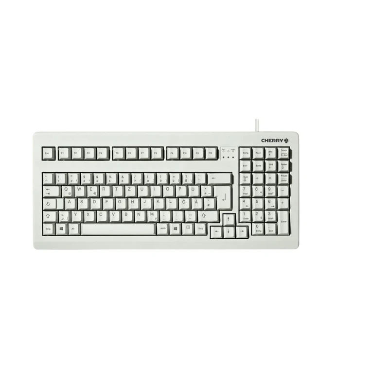 CHERRY G80-1800, Compact Mechanical Keyboard for Industrial Applications, EU Layout (QWERTY), Wired (USB & PS/2), MX BLACK Switches, Light Grey
