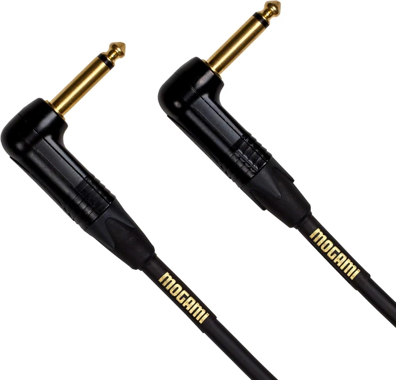 Mogami Gold Instrument RR Right Angle to Right Angle 25 Electric Guitar Instrument Cable 1/4 Inch TS to TS Electric Guitar Cable 25ft, Right Angle Connectors, OFC Core, Anti-Noise Pro Audio Quality