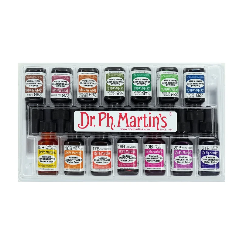 Dr. Ph. Martin's Radiant Concentrated Water Color, 0.5 oz, Set of 14 (Set B), Pink