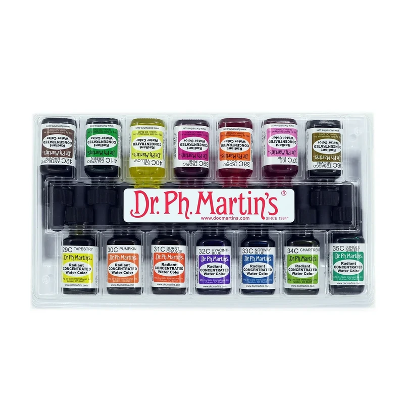 Dr. Ph. Martin's Radiant Concentrated Water Color, 0.5 oz, Set of 14 (Set C)