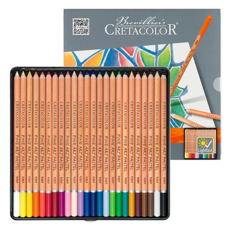 Cretacolor 24 Fine Art Pastel Pencils Lightfast Set in Tin Box