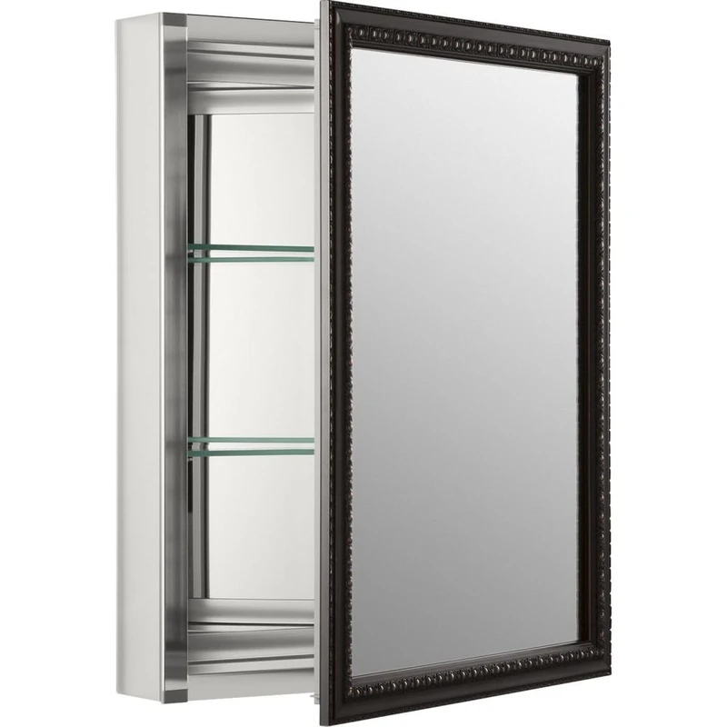 Kohler 2967-BR1 CLW Flat, Single-Door, 20” Width x 26” Height, Oil-Rubbed Bronze Framed Medicine Cabinet, Anodized Aluminum, One Size