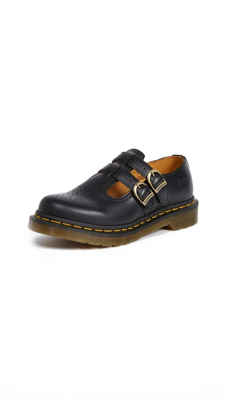 Dr Martens Women's 8065 Mary Jane Buckle Leather Shoe Black-Black-8 - Image 1