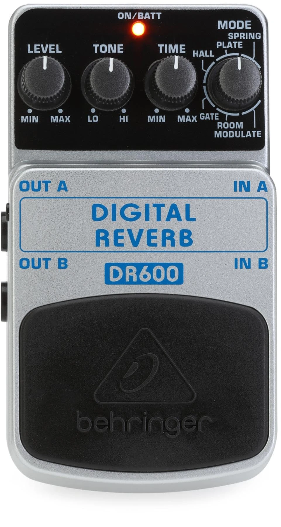 Behringer DR600 Digital Stereo Reverb Effects Pedal, Silver, 1 Count