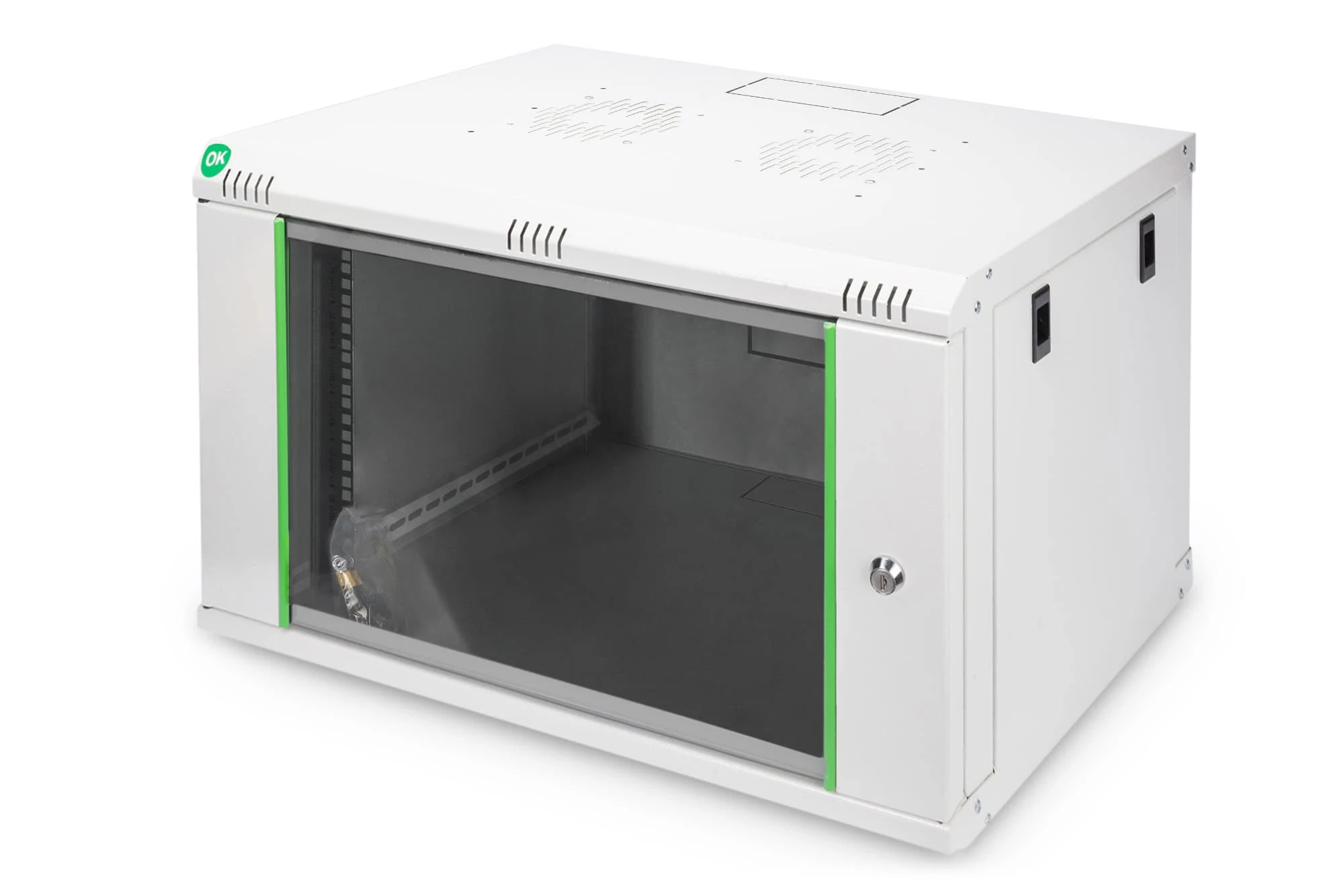 DIGITUS network cabinet 19 inch 7 U cabinet - wall mounting - 450 mm depth - max. load 60 kg - Dynamic Basic - glass door - Grey