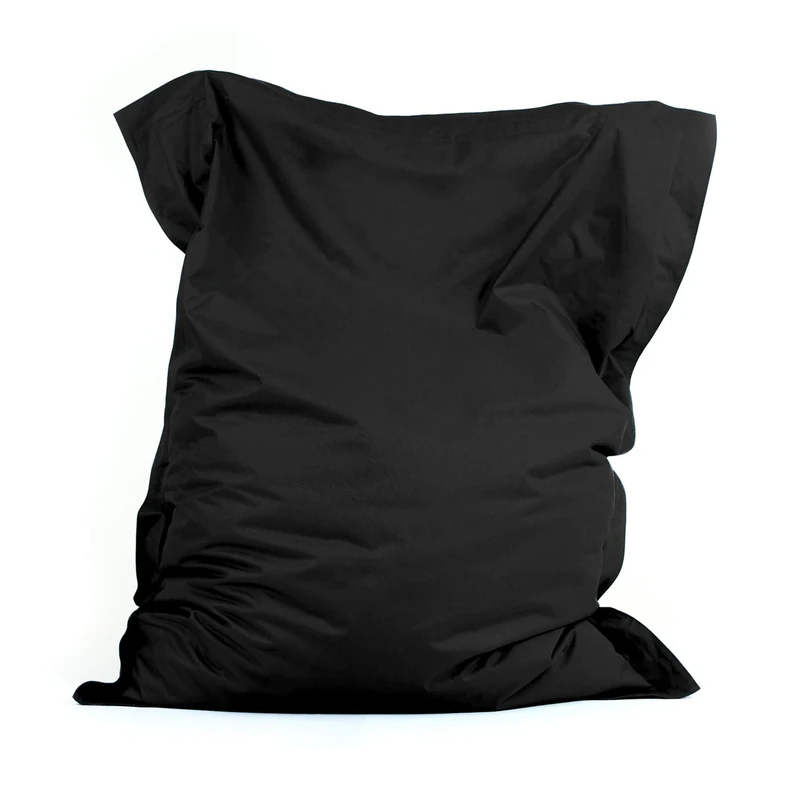 Bean Bag Bazaar Giant Bean Bag, Black, Water Resistant Fabric, Floor Cushion, Beanbag for Indoor and Outdoor Use, Bean Bag with Filling Included, 180cm x 140cm, Gaming, Living Room, Garden