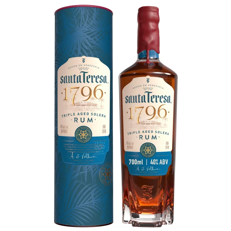 Santa Teresa 1796 Triple Aged Solera Rum, 40% vol., 70 cl / 700 ml, Super Premium Single Estate Venezuelan Dark Rum Finished in Oak Casks (packaging may vary)