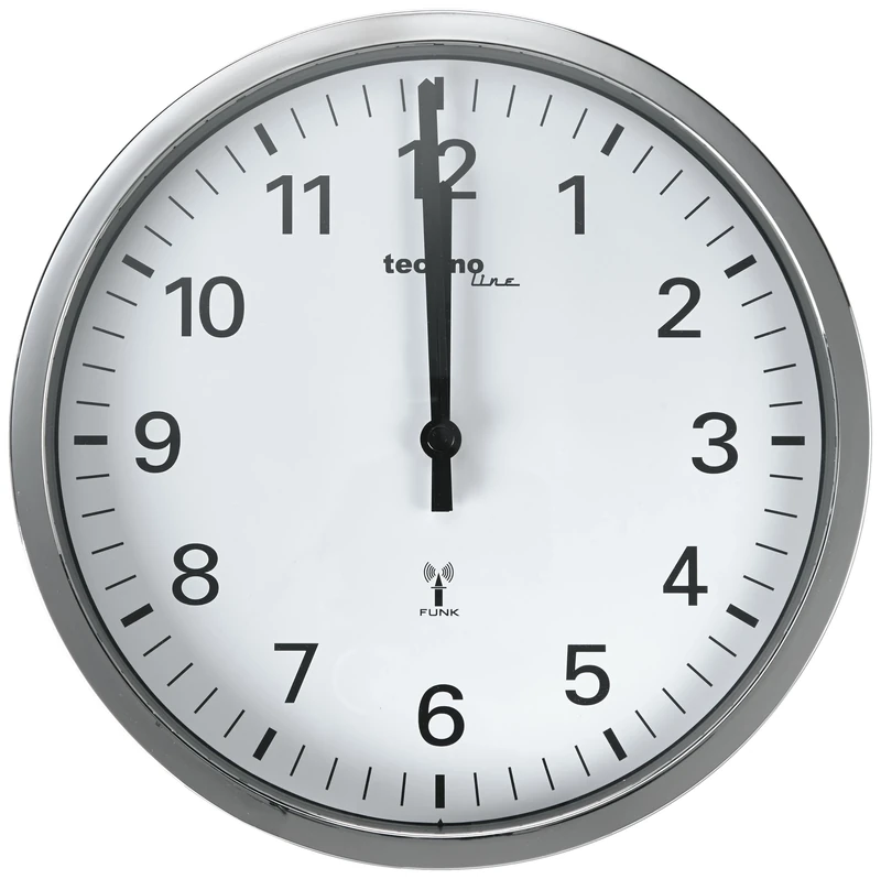 Technoline WT 8950 Radio-Controlled Wall Clock 30 cm Chrome