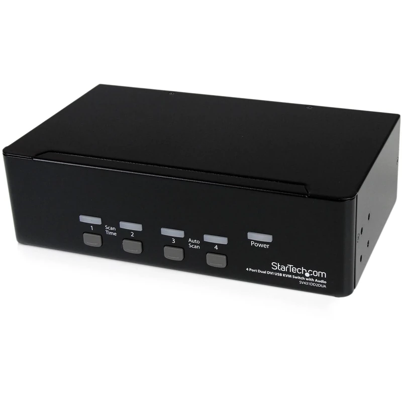 StarTech.com 4-Port Dual KVM Switch with Audio for DVI Computers - Built-in USB Hub (SV431DD2DUA), black