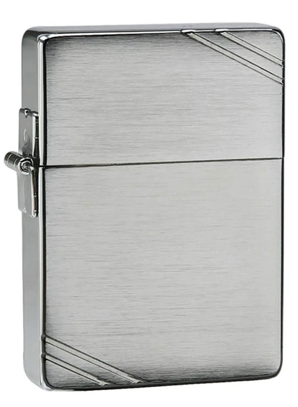 Zippo - Windproof Lighter, 1935 Replica Case with Slashes, Brushed Chrome, Base Model, Refillable, Reusable, Gift Box, Made in the USA