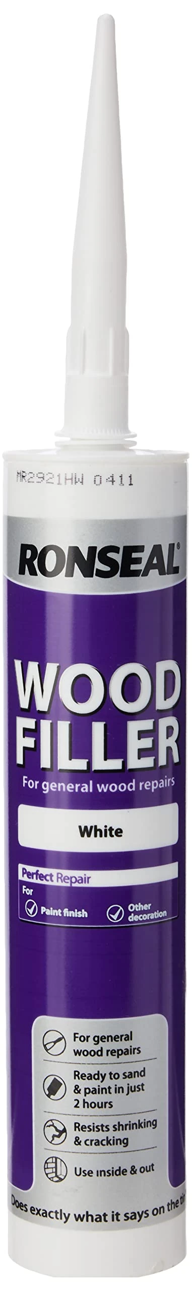 Ronseal MPWFW310 310ml Multi-Purpose Wood Filler Cartridge - White