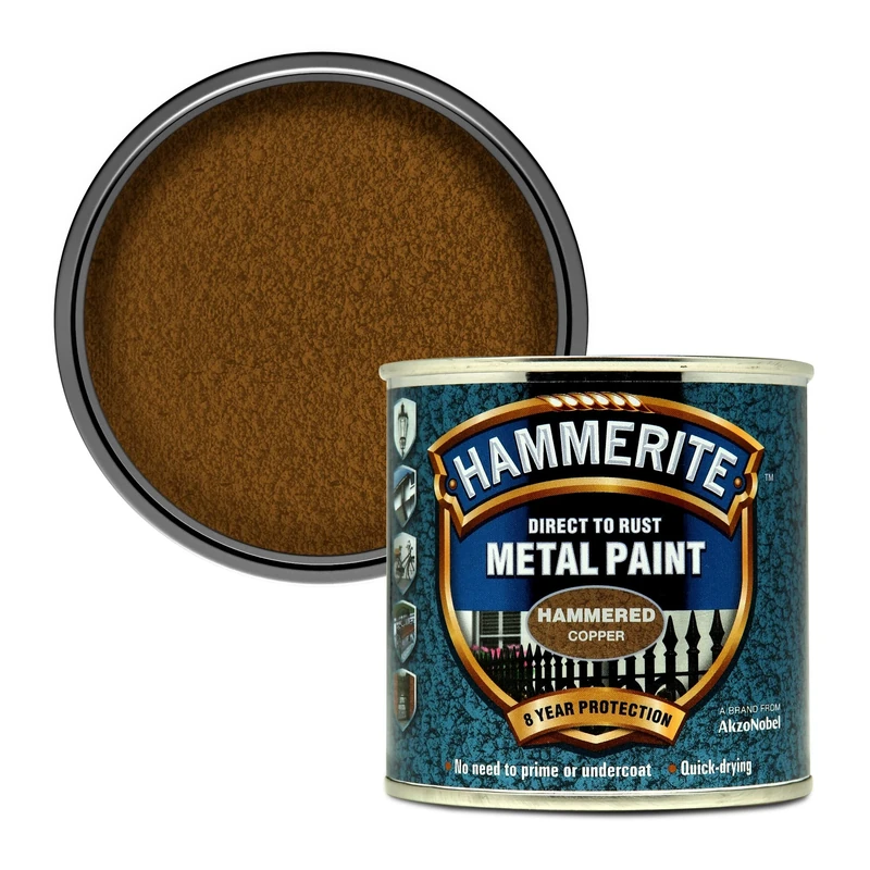 Hammerite 5084822 Direct to Rust Metal Paint - Hammered Copper Finish 250ML