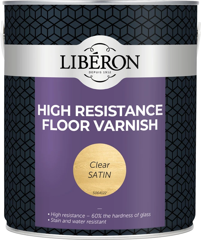 Libéron High Resistance Floor Varnish - Stain & Water Resistant - Non-slip Finish - Protects From Heel Impact And Wear & Tear - Clear Satin - 2.5 Litres