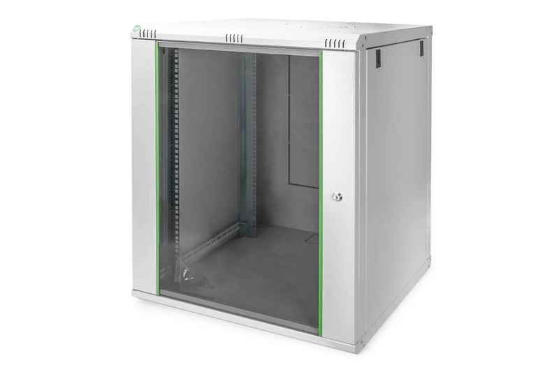 Digitus Network cabinet - 19 inch rack - 12U - 450mm depth - 320 mm maximum usable depth - wall mounting - load capacity 60kg - safety glass door - Dynamic Basic series - black