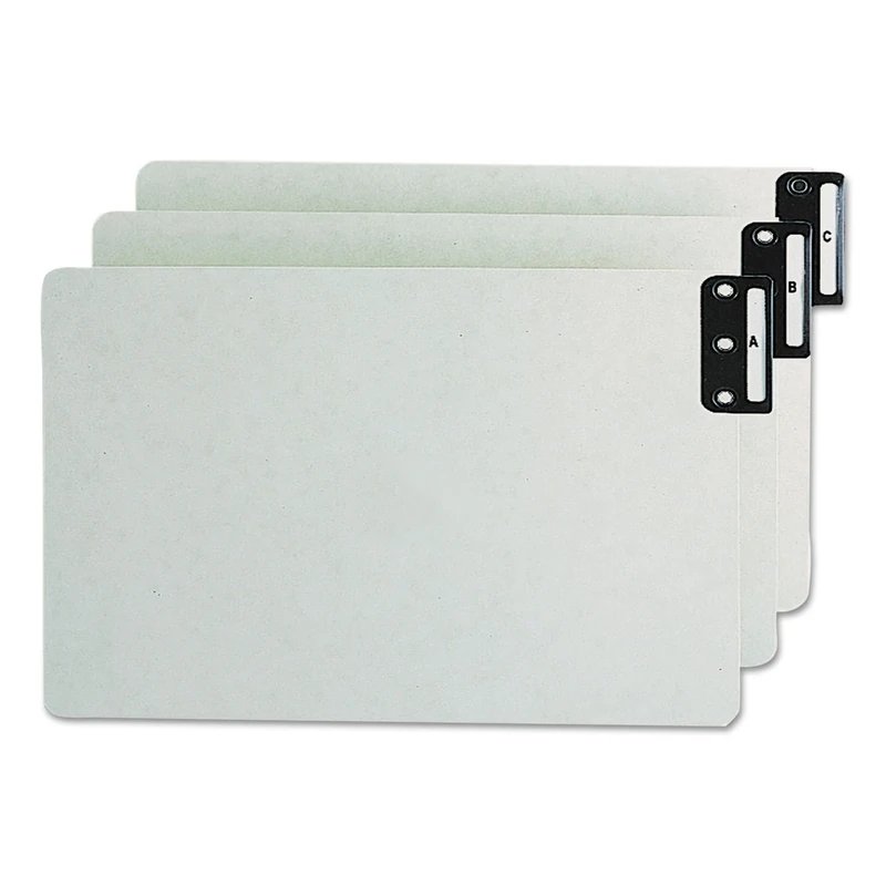 Smead 100% Recycled End Tab Pressboard File Guides, Vertical Metal Tab (A-Z), Extra Wide Legal Size, Gray/Green, Set of 25 (63276)