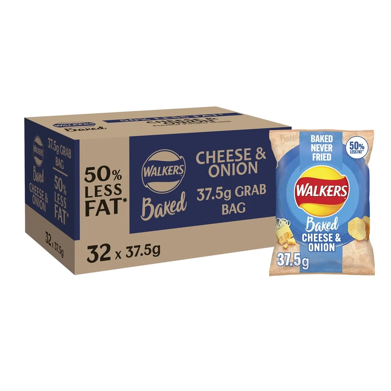 Walkers Baked Cheese & Onion Snacks Crisps 32 x 37.5g