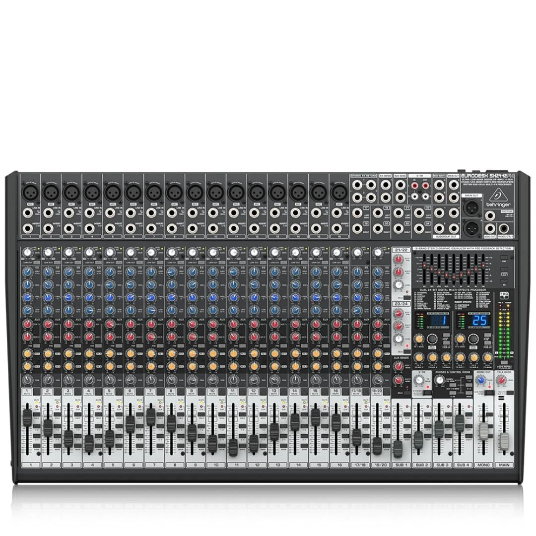 Behringer EURODESK SX2442FX Ultra-Low Noise Design 24-Input 4-Bus Studio/Live Mixer with XENYX Mic Preamplifiers, British EQ and Dual Multi-FX Processor