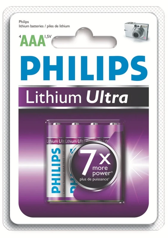 Philips FR03LB4A Lithium Ultra Battery Lasts 7 x Longer than Alkaline