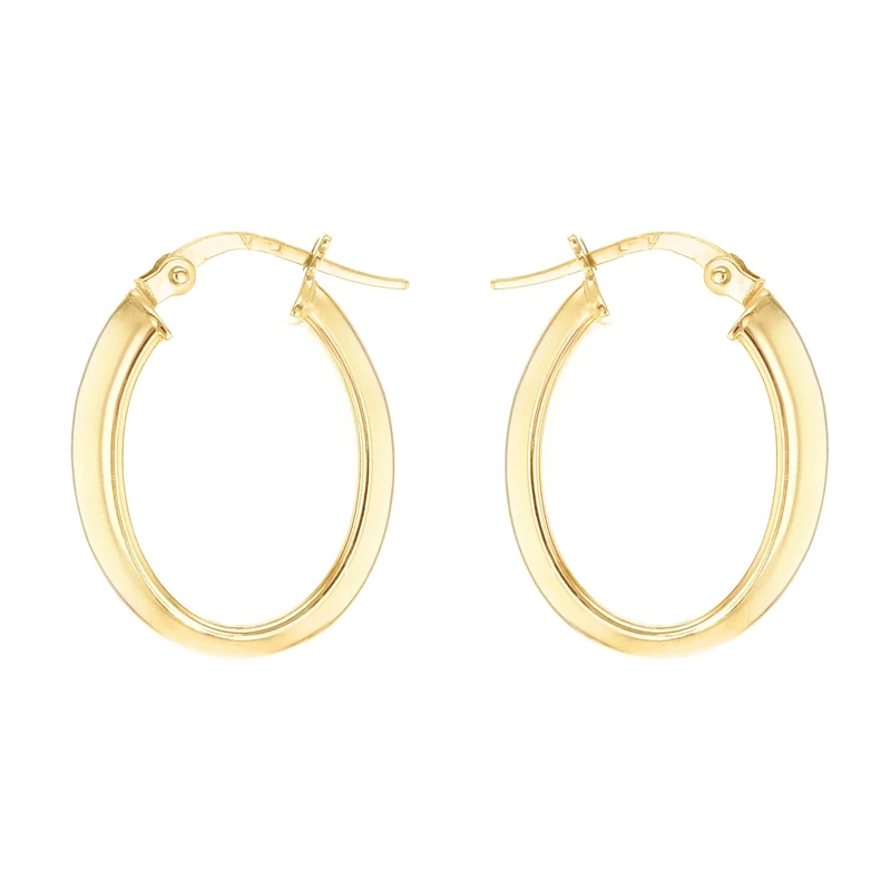 CARISSIMA Women's 9 ct Yellow Gold Polished 17 x 23 mm Oval Creole Earrings