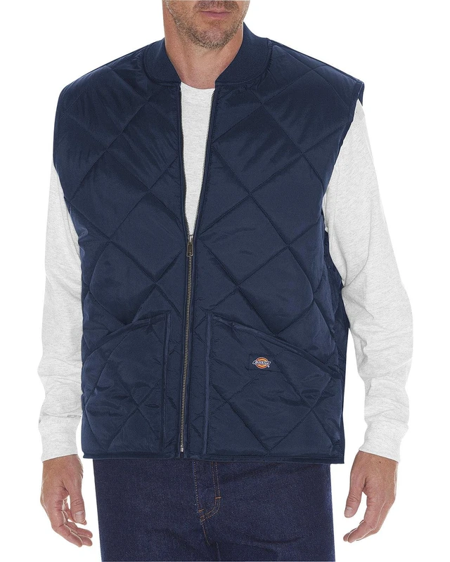 Dickies Men's Diamond Quilted Nylon Vest, Blue (Dark Navy), Medium