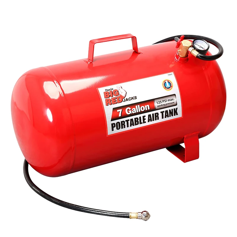BIG RED Torin Portable Horizontal Air Tank with 36" Hose, 7 Gallon Capacity - Image 1