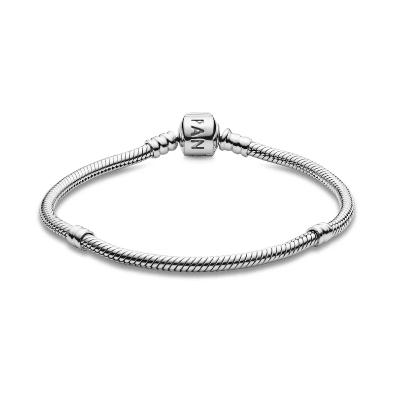 Pandora Moments Women's Sterling Silver Iconic Snake Chain Bracelet for Charms, Size 17, No Box