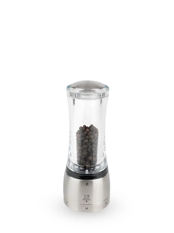 Peugeot - Daman u'Select Manual Pepper Mill - Adjustable Grinder - Acrylic & Stainless Steel 16 cm