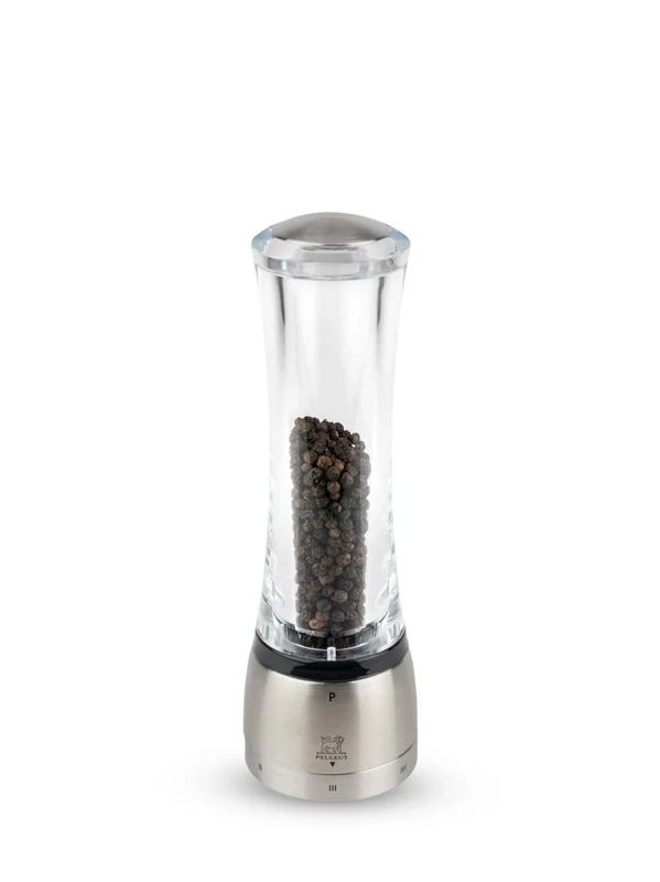 Peugeot - Daman u'Select Manual Pepper Mill - Adjustable Grinder - Acrylic and Stainless Steel, 21 cm