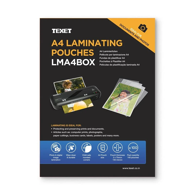 Texet A4 Laminating Pouches 150 Micron - 100 Pack (2 x 75)