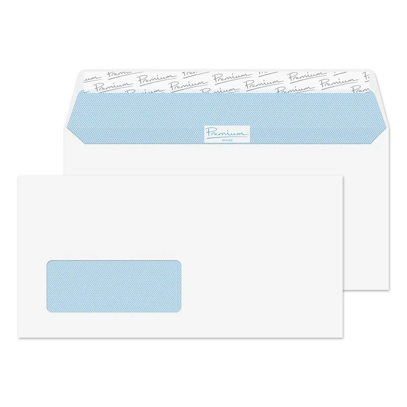 Blake Office DL+ 114 x 229 mm 120 gsm Peel & Seal Wallet Standard Window Envelopes (33216) Ultra White Wove - Pack of 500