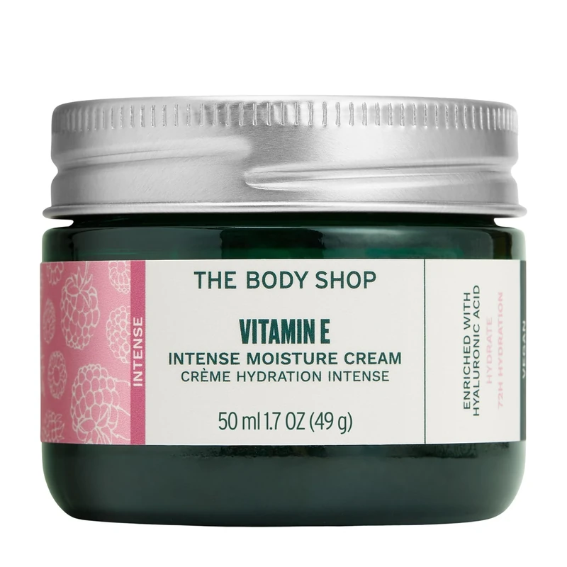 The Body Shop Vitamin E Intense Moisture Cream (1x 50ml), Hydrating Face Moisturiser Suitable for Dry Skin, 72hr Moisturiser with Hyaluronic Acid & Vitamin E, Nourishing Daily Face Cream