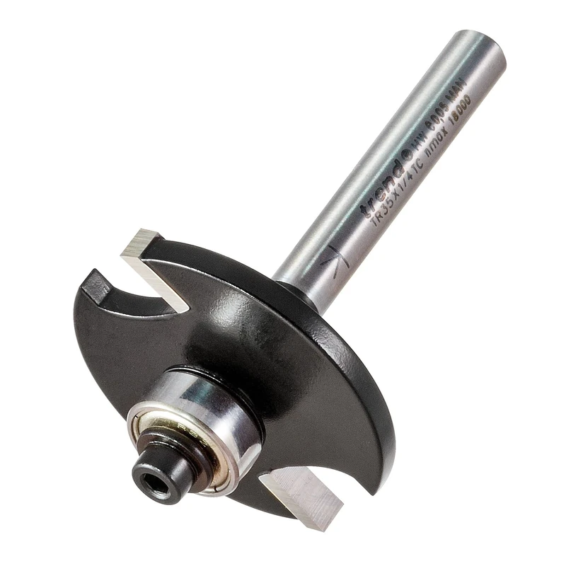 Trend Trade Biscuit Jointer Router Cutter, 1/4 Inch Shank with 37.2mm Cut Diameter, Bearing Guided, Tungsten Carbide Tipped, TR35X1/4TC